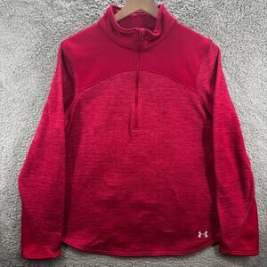 Under Armour ColdGear Pullover‎ Mens XL Red 1/4 Zip Fitted Athletic Warm